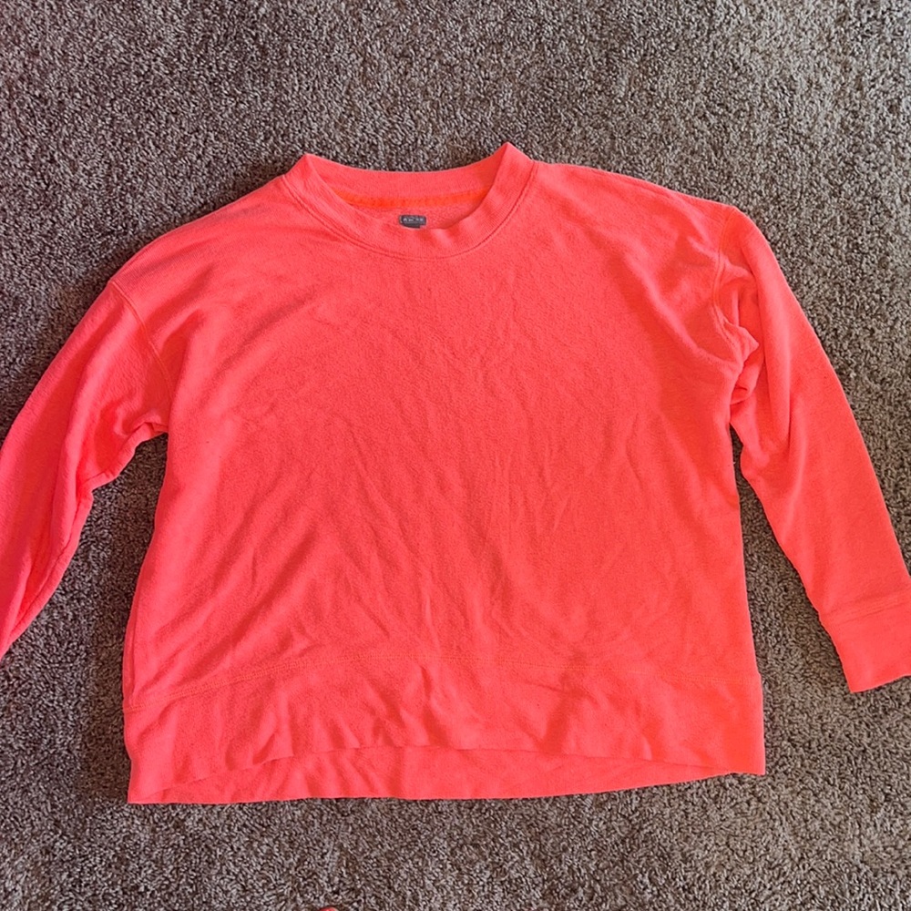 Neon coral aerie oversized crew neck sweatshirt